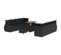vidaXL Set di divani da Giardino da 11 Pezzi con Cuscini Neri in Rattan Sintetico e Legno di Acacia. Resistente ai Raggi UV. Design modulare Perfetto per Rilassarsi e divertirsi in Veranda.