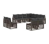 vidaXL Set di divani da giardino da 11 pezzi, grigio rattan sintetico, set di divani da giardino moderno, design resistente alle intemperie, sedute comode, mobili da patio durevoli