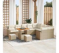 vidaXL Set di divani da giardino da 12 pezzi con cuscini beige in rattan, poliestere e acacia.