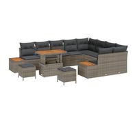 vidaXL Set di Divani da Giardino da 12 Pezzi con Cuscini Grigi in Rattan Sintetico e Legno di Acacia - Mobili da Esterno Ideali per Patio e Terrazzi, Tavolo da Pranzo per i Tuoi Raduni all'Aperto ne