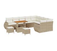 vidaXL Set di divani da Giardino da 12 Pezzi con Cuscini in Beige, Rattan Poly Acacia