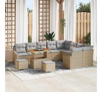 vidaXL Set Divano da Giardino 12 Pezzi con Cuscini - Beige e Grigio Chiaro Mobili da Esterno Modulare per 6 - Tavolo, Pouf, Divano, Divano Quattro Posti, Loveseat da Patio, Sezionale