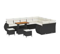 vidaXL Set di divani da Giardino da 12 Pezzi con Cuscini Nero Polyrattan Acacia