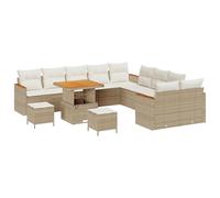 vidaXL Set di divani da Giardino da 13 Pezzi con Cuscini Beige. Mobili in Rattan Sintetico per Esterno, Comodi per 4 Persone. Design modulare Adatto per Pranzo in Patio, Giardino o terrazza. Configu
