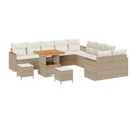 vidaXL Set di divani da Giardino da 13 Pezzi con Cuscini Beige. Mobili in Rattan Sintetico per Esterno, Comodi per 4 Persone. Design modulare Adatto per Pranzo in Patio, Giardino o terrazza. Configu