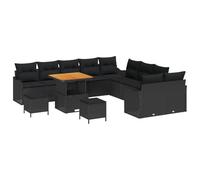 vidaXL Set di Divani da Giardino da 13 Pezzi con Cuscini Neri in Rattan Sintetico - Arredamento Esterno Modulare e Regolabile, Design Moderno per Terrazza e Patio, Perfetto per L'Estate in Stile CAS