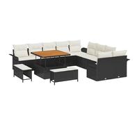 vidaXL Set di Divani da Giardino da 13 Pezzi con Cuscini Nero e Crema in Rattan Sintetico - Mobili Lounge Moderni per Esterno, Ideali per Relax in Terrazza o Patio con Stile Minimalista.