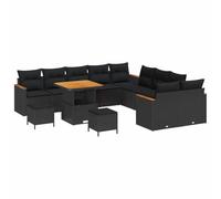 vidaXL Set di Divani da Giardino da 13 Pezzi con Cuscini Nero Polyrattan Resistente alle Intemperie Lounge Esterno Confortevole Adatto per Balconi e Patii Loveseat Arredamento 3 Posti Due