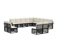 vidaXL Set di divani da giardino da 13 pezzi, nero in rattan sintetico, divano da giardino chic, sedute moderne, design modulare resistente alle intemperie, rilassati con il set da patio