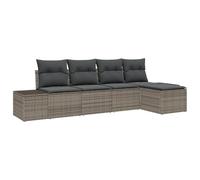 vidaXL Set di panchine da giardino 5 pezzi con cuscini in rattan sintetico grigio - Mobili da esterno modulari per mobili da terrazza resistenti alle intemperie - Fodere rimovibili - Elegante
