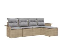 vidaXL Set di Divano da Giardino 5 Pezzi con Cuscini Beige e Grigio - Seduta Esterna Comoda in Rattan Sintetico, Stile Moderno, Perfetta per mobili da Patio e terrazze modulari.