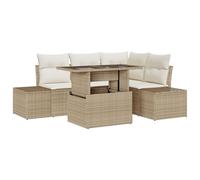 vidaXL Set di divani da Giardino da 5 Pezzi con Cuscini in polyrattan Beige. Design Elegante, Spazio per riporre Oggetti, Perfetto per terrazze e balconi. Arredamento modulare Resistente all'Acqua PE