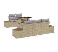 vidaXL Set di divani da Giardino da 6 Pezzi con Cuscini Beige in polirattan. Un’Arredamento modulare per Esterni, Elegante e Perfetto per 5 Adulti. Ottimo per Il Balcone, Il Patio e la terrazza Moder