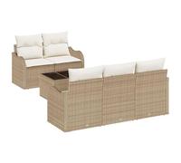 vidaXL Set di divani da Giardino da 6 Pezzi con Cuscini Beige in Poly Rattan. Mobili modulari Perfetti per Esterni, Patio, Balcone, posti a Sedere in terrazza. Ideale per Primavera ed Estate, per Una
