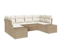 vidaXL Set Divano da Giardino 6 Pezzi con Cuscini in Rattan Poliestere Beige