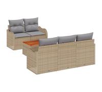 vidaXL Set di divani da Giardino da 6 Pezzi, con Cuscini Beige in Rattan, Poliestere e Acacia. Mobili Eleganti per Esterni, Perfetti per balconi e patii. Sofà Grigio Chiaro con Piedini Regolabili, r