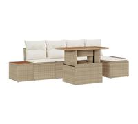 vidaXL Set di Divani da Giardino da 6 Pezzi con Cuscini Beige in Rattan Sintetico, Design Modulari per Relax all'Aperto. Mobili Resistenti alle Intemperie e Fodere dei Cuscini Rimovibili. Perfetti PE