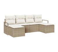 vidaXL Set di divani da Giardino da 6 Pezzi con Cuscini Beige in Rattan Sintetico. Ha i Piedi Regolabili e Un Design modulare, Perfetto per Stare all'aperto. È Comodo per Rilassarsi e per Fare Due ch