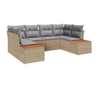 vidaXL Set di divani da giardino in 6 pezzi, con cuscini beige rattan polivalente Acacia Sedili all'aperto Funzione di stoccaggio per balcone e patio divano amorevole modulare mobili a due posti
