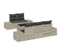 vidaXL Set di divani modulari da Giardino da 6 Pezzi con Cuscini Grigio Chiaro Polyrattan per Relax e Intrattenimento all'aperto Mobili da Patio con Stoccaggio