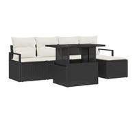 vidaXL Set di divani da Giardino da 6 Pezzi con Cuscini in Rattan Sintetico Nero. Design modulare, mobili da Esterno con Piedini Regolabili per Il Patio e Il Balcone. Arredamento da terrazza per Un r