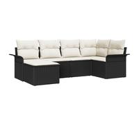 vidaXL Set di Divani da Giardino da 6 Pezzi con Cuscini Nero Polyrattan Mobili da Esterno Posti per e Patios Divano Sezionale in Rattan Angolare