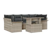 vidaXL Set Divano da Giardino Modulari in 7 Pezzi con Cuscini Rattan Naturale Beige Grigio Mobili da Esterno Versatili per 6 Persone Ideale per Balconi e Giardini Divano Poly Loveseat