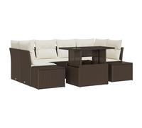 vidaXL Set di divani da Giardino da 7 Pezzi con Cuscini Impermeabili Marrone Rattan polimerico Design Moderno per Patio e conservatorio Comfort. Divano mobili Seduta Lussuosa Comoda