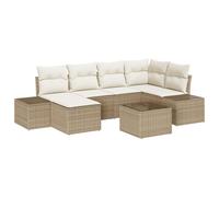 vidaXL Set di Divani da Giardino da 7 Pezzi con Cuscini in Polyrattan Marrone
