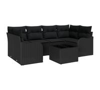 vidaXL Set di divani da Giardino da 7 Pezzi con Cuscini in polyrattan Nero, mobili da Patio modulari per 4 Persone, Piedi Regolabili, Divano Contemporaneo da Esterno, divanetto in polyrattan, Tavolo