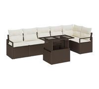 vidaXL Set di divani da Giardino da 7 Pezzi con Cuscini Marroni e Panna in Rattan Sintetico - Seduta modulare per 5 Adulti, Design Resistente agli Agenti atmosferici e Durevole, mobili Comodi per Il