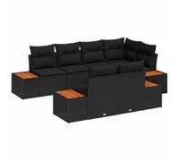 vidaXL Set di divani da Giardino da 7 Pezzi con Cuscini Neri in polyrattan