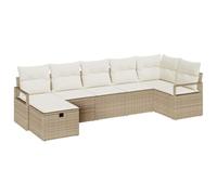 vidaXL Set di divani da Giardino da 7 Pezzi Sezionale all'aperto Beige Polyrattan con Cuscini Panna Piedini Regolabili Coperture Removibili Design modulare Seduta Comoda per 6 Persone Comfort Resist