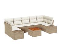 vidaXL Set di 8 divani modulari da giardino con cuscino, beige, polyrattan, per esterni, design elegante, moderno, segmento, patio, mobili lounge, sedia in rattan