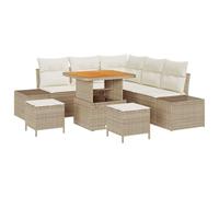 vidaXL Set di divani da Giardino da 8 Pezzi con Cuscini Beige in polyrattan. Comodo per 5 Persone, ha Un Design Moderno Perfetto per Il Patio e per mobili modulari. Ideale per Una terrazza contempora