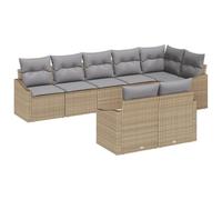 vidaXL Set di divani da Giardino da 8 Pezzi con Cuscini Beige in Rattan Ecologico. Mobili modulari per Esterni, Ideali per Patio e balconi, Perfetti per Creare Un Lounge all'aperto.