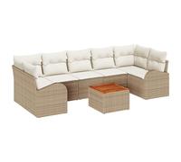 vidaXL Set di divani da Giardino da 8 Pezzi con Cuscini Beige in Rattan Sintetico e Legno di Acacia. Perfetti per l'outdoor, Possono ospitare Molte Persone. Include Anche Un tavolino. Resistente ai r