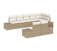 vidaXL Set di 8 divani da giardino con cuscino, beige, poly rattan, per esterni, grande seduta, resistente alle intemperie, design modulare, rimovibile, Sectional angolare, divano contemporaneo