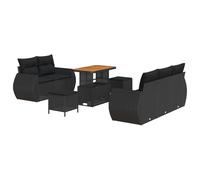 vidaXL Set di divani da Giardino da 8 Pezzi con Cuscini in polyrattan Nero e Tavolo in Legno di Acacia. Piedi Regolabili, Resistenti alle intemperie, Perfetti per 4 Persone. Mobili Eleganti per Il t