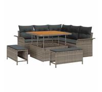 vidaXL Set di divani da Giardino da 8 Pezzi con Cuscini in Rattan Grigio, Piedi Regolabili e mobili modulari per Esterni. Design Moderno per Il Patio, con Cuscini Scuri. Lounge in Legno di Acacia erg