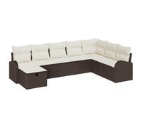 vidaXL Set di divani da Giardino da 8 Pezzi con Cuscini in Rattan Marrone, Design modulare. Comodo per 5 Persone. Resistente alle intemperie, con Piedi Regolabili. Perfetto per Il terrazzo, è Un loun