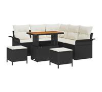 vidaXL Set di divani da Giardino da 8 Pezzi con Cuscini in Rattan Nero e Crema Bianca. Ha Piedi Regolabili ed è modulare, Perfetto per l'esterno del Patio o per l'interno. Ha Un Design Moderno e Si a