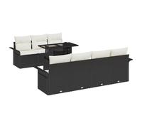 vidaXL Set di Divani da Giardino 8 Pezzi Cuscini Nero Polyrattan Seduta All'aperto Uso Flessibile Estivo Mobili da Patio Poltrone Divani Tavolo da caffè da Pranzo