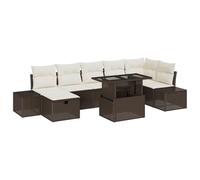vidaXL Set di Divani da Giardino 8 Pezzi con Cuscini Marrone Polyrattan Arredamento da Esterno Modulare da Relax Collezione Patio Divano Sezionale