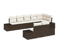 vidaXL Set di 8 divani da giardino con cuscino, marrone, in polyrattan, per esterni, modulare, per balconi e terrazze, divano ad angolo, lounge tre posti