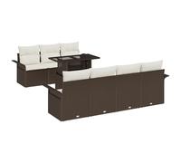vidaXL Set Divano da Giardino 8 Pezzi con Cuscini Marrone Polirattan Uso Esterno Flessibile Estate Mobili Patio Modulari