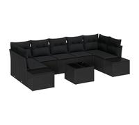 vidaXL Set di divani da Giardino da 8 Pezzi con Cuscini Neri in Rattan Sintetico | Comodo per Fino a Persone all'aperto | Design Moderno | Materiali Resistenti | Include Moduli per mobili da Patio e