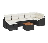 vidaXL Set Divano da Giardino 8 Pezzi con Cuscini Nero Polyrattan Seduta Esterna Modulare con Stoccaggio per Balcone Mobili da Patio Divano Sezionale