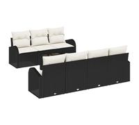 vidaXL Set di Divani da Giardino da 8 Pezzi con Cuscini in Rattan Polimerico Nero Mobili da Esterno Moderni per 7 Persone Include Tavolo e Mobili Resistenti alle Intemperie