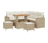 vidaXL Set di Divani da Giardino a 8 Pezzi con Cuscini Beige Polyrattan Acacia